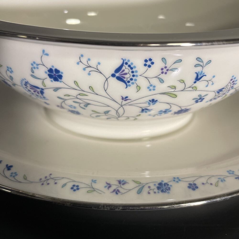 Noritake China SERENE GARDEN 7164 GRAVY BOAT with ATTACHED UNDERPLATE Japan - Picture 3 of 12